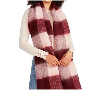 Steve Madden Burgundy Two-Tone Buffalo Blanket Scarf NWT
